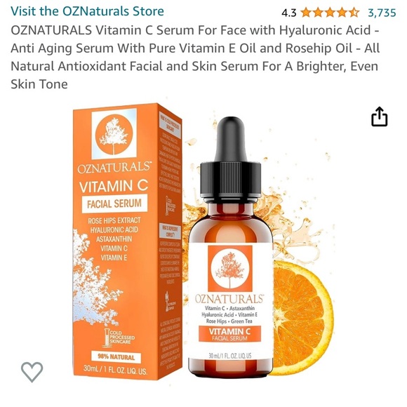 OZNATURALS Vitamin C Serum For Face with Hyaluronic Acid 30ml each bottle - Picture 4 of 5